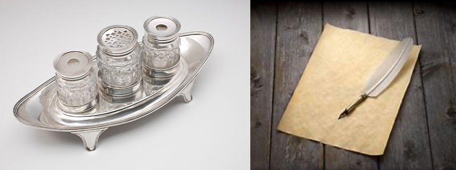 George Washington's inkstand with bottles